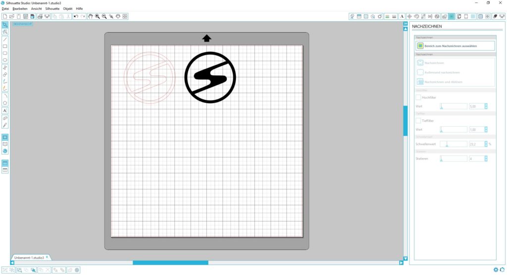 Silhouete Studio Software mit Entwurf