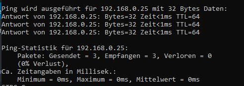 Ping test zu Docker VM
