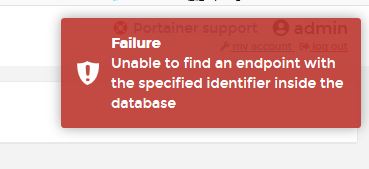 portainer.io endpoint fehlermeldung