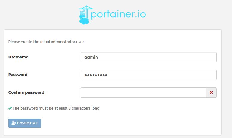 Portainer Setup Admin Account
