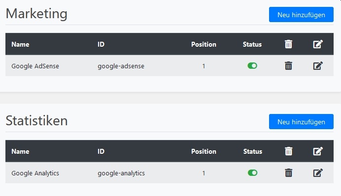 Borlabs Cookie-Banner settings.