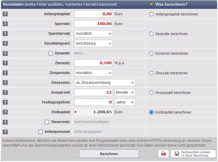Tagesgeld mit geringen Einkommen füllen.