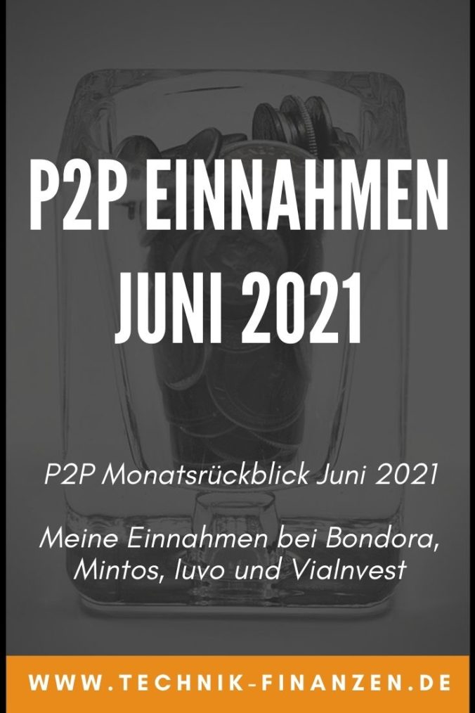 Einnahmen aus P2P Krediten Juni 2021