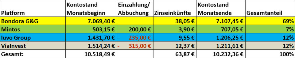P2P Kredite Auswertung November 2022