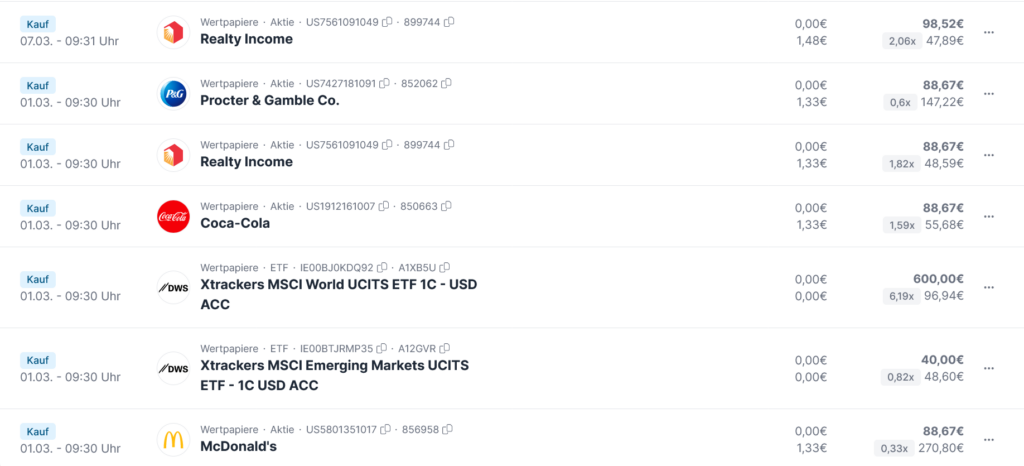 dividenden maerz etf und aktien kaeufe