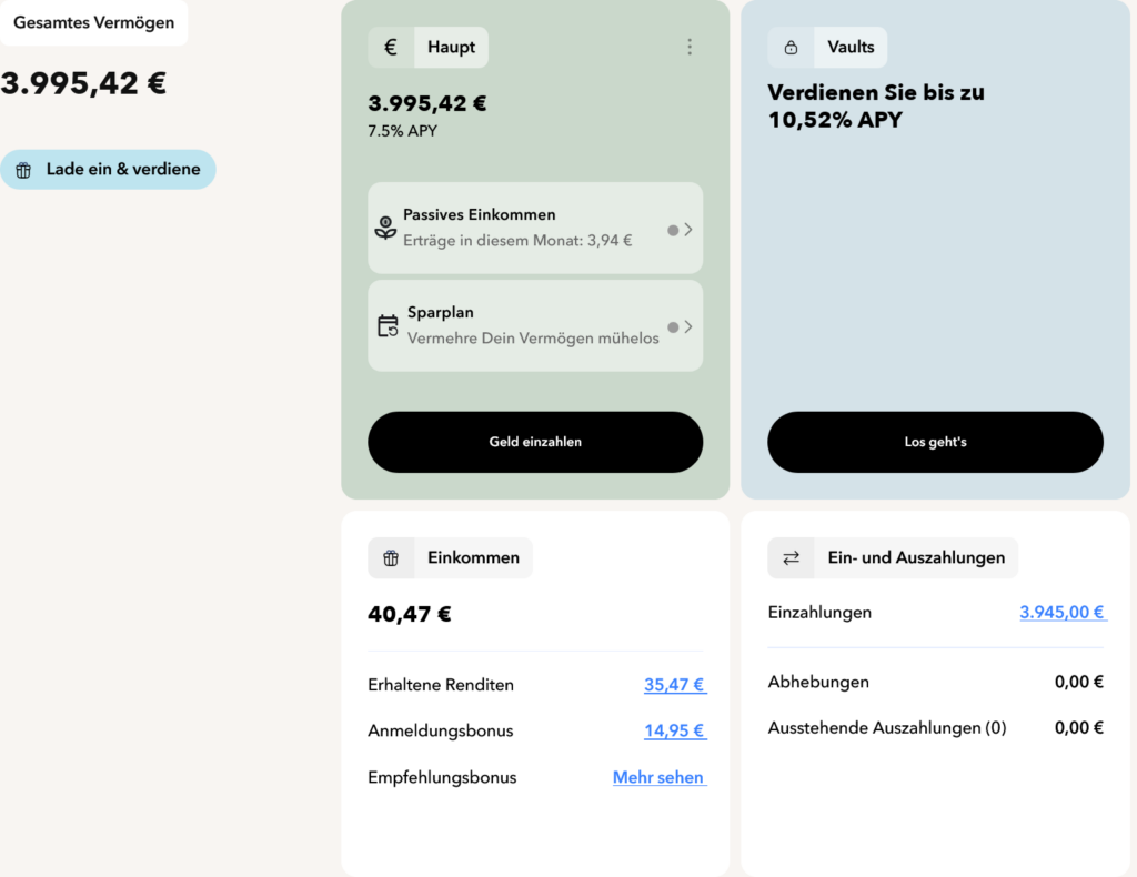 Monefit Smartsaver Hauptkonto